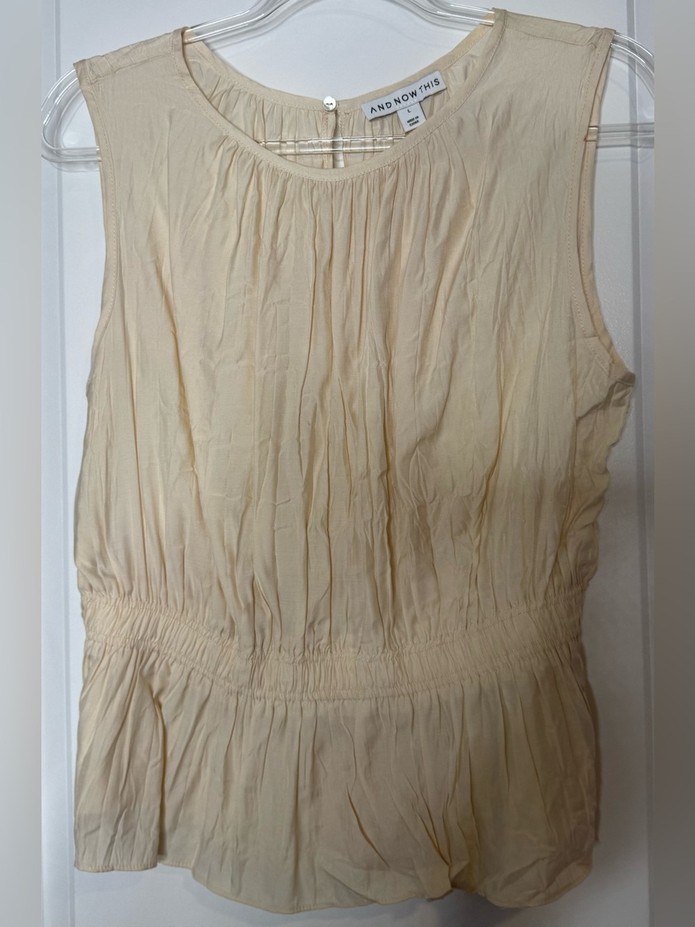 And Now This Cream Sleeveless Peplum Blouse academia preppy sz lg